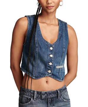 Women's Lucky Cropped Tailored Denim Vest