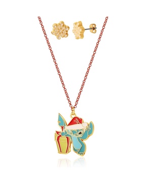 Lilo and Stitch Christmas Necklace and Earring Set