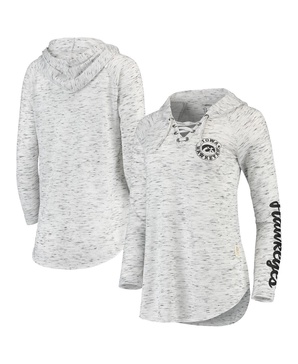 Women's Gray Iowa Hawkeyes Space Dye Lace-Up V-Neck Long Sleeve T-shirt