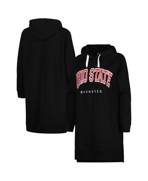 Women's Black Ohio State Buckeyes Take a Knee Raglan Hooded Sweatshirt Dress