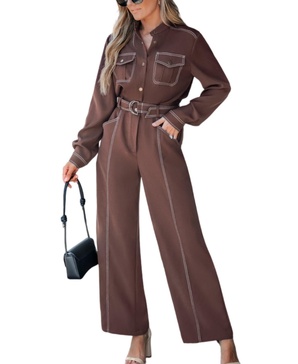 Women's Elegant Belted Utility Jumpsuit