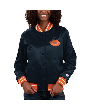 Women's Navy Chicago Bears Full Count Satin Full-Snap Varsity Jacket