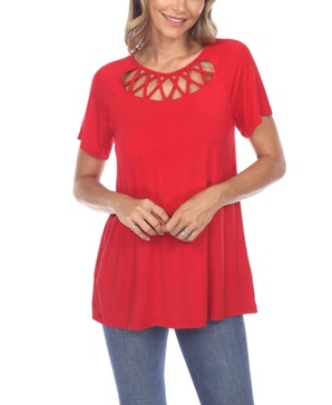 Women's Crisscross Cutout Short Sleeve Top