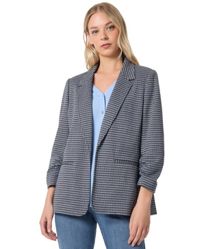 Petite Ruched-Sleeve Open-Front Jacket