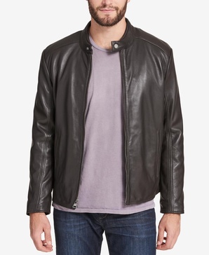 Men's Leather Moto Jacket, Created for Macy's