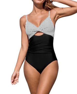 Women's Stripe Twist Cutout One-piece Swimsuit