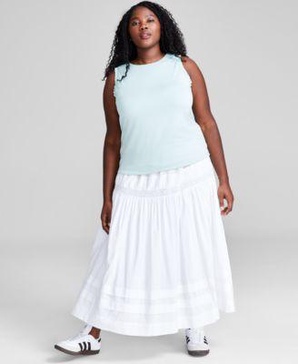 Plus Size Ruffle-Trim Tank Top & Crochet Pull-On Maxi Skirt, Created for Macy's