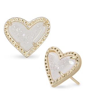 Stone Heart Stud Earrings