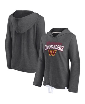 Women's Heathered Charcoal Washington Commanders First Team Flowy Pullover Hoodie