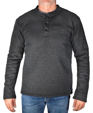 Men's Fleece Lined Rib Henley T-shirt