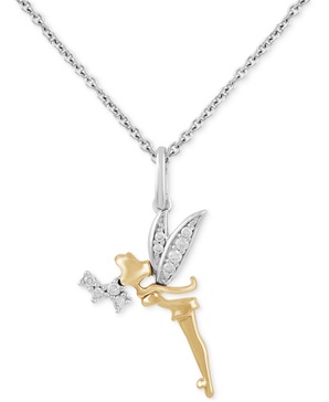 Diamond Tinker Bell 18" Pendant Necklace (1/10 ct. t.w.) in Sterling Silver and 14k Gold