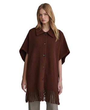 Women's Mink Eyelash Fringe Hem Cape