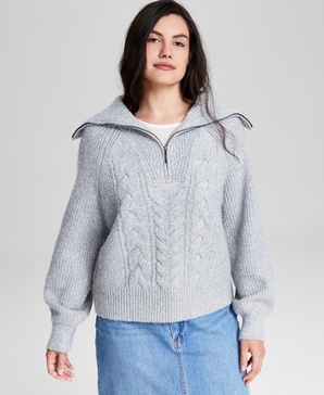 Women's Cable 1/4 Sweater, Created for Macy's