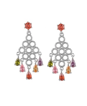 Silver-Tone Multicolor Chandelier Earrings