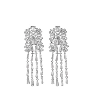 Silver-Tone Flower Chandelier Earrings