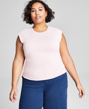 Trendy Plus Size Second-Skin Muscle T-Shirt, Created for Macy's 