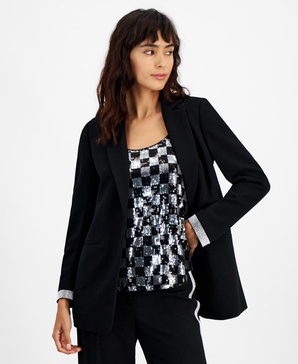 Women's Rhinestone-Cuff Open-Front Blazer, Created for Macy's