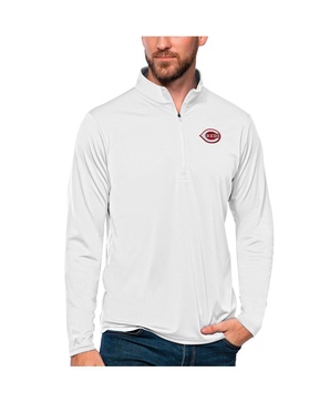 Men's White Cincinnati Reds Tribute Quarter-Zip Pullover Top