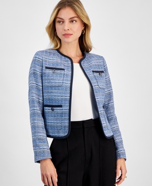 Women's Tweed Open-Front Jacket, Exclusively at Macy's