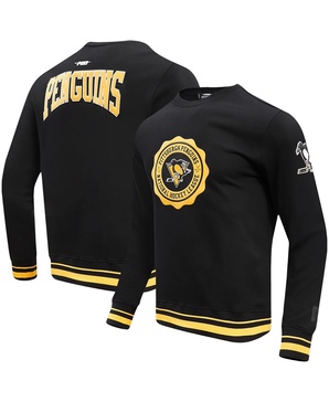 Men's Black Pittsburgh Penguins Crest Emblem Pullover Sweatshirt