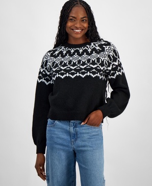 Trendy Plus Size Fair Isle Crewneck Sweater, Exclusively at Macy's