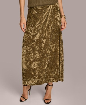 Women's Crushed Velvet Midi Skirt