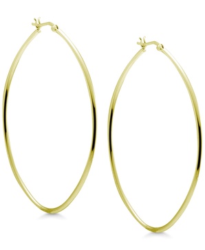 Oval 3" Extra Large Hoop Earrings  in Silver-Plate