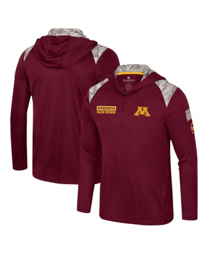 Men's Maroon Minnesota Golden Gophers OHT Military Appreciation Quarter-Zip Hoodie Jacket