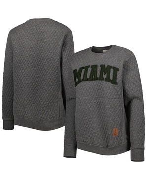 Women's Heather Charcoal Miami Hurricanes Moose Quilted Pullover Sweatshirt