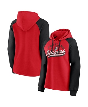 Women's Red and Black Portland Trail Blazers Record Holder Raglan Pullover Hoodie