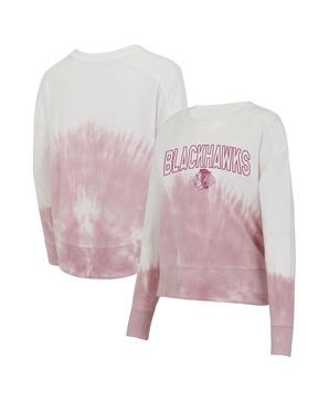 Women's Pink/White Chicago Blackhawks Orchard Tie-Dye Long Sleeve T-Shirt