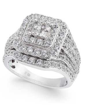 Diamond Princess Cluster Ring (2 ct. t.w.) in 14k White Gold