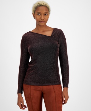 Women's Metallic Asymmetric Top, Created for Macy's