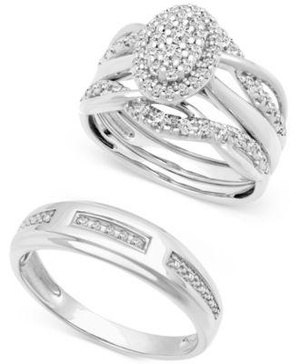 Diamond His & Hers Wedding Set Collection in 14k White Gold