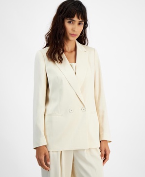 Women's Satin Notched Collar Double-Breasted Blazer, Created for Macy's