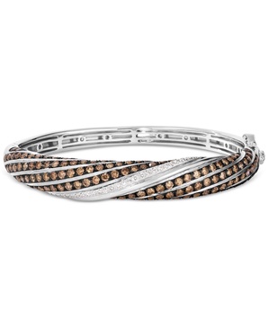 Chocolate & Vanilla Diamond Swirl Bangle Bracelet (5-1/3 ct. t.w.) in 14k White Gold