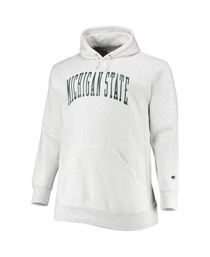 Men's Heathered Gray Michigan State Spartans Big and Tall Reverse Weave Fleece Pullover Hoodie Sweatshirt