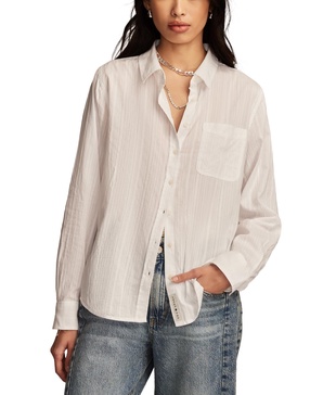 Women's Cotton Prep Shadow-Striped Shirt