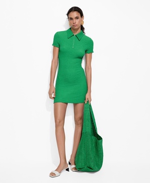 Women's Textured Polo-Neck Dress