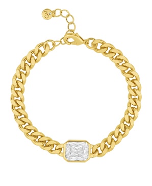 Cubic Zirconia Emerald Cut Chain Bracelet