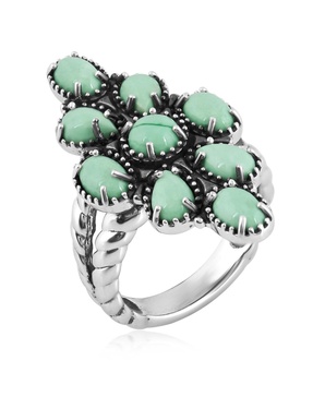 Sterling Silver Genuine Gemstone Cluster Ring, Sizes 5-10