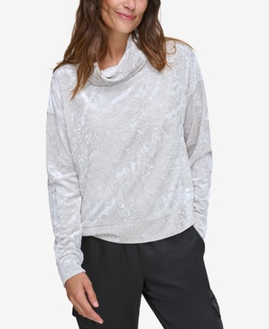 Women's Crushed Velvet Turtle Neck Top