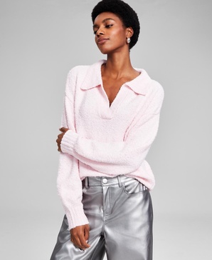 Women's Bouclé Polo Sweater, Created for Macy's