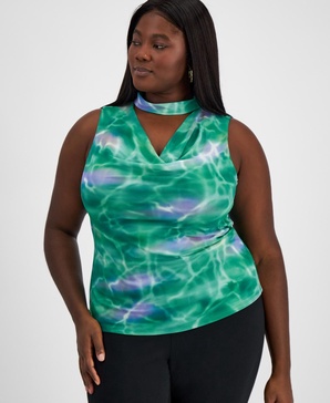 Bar II Plus Size Cowl-Neck Cutout Sleeveless Top, Exclusively at Macy's 