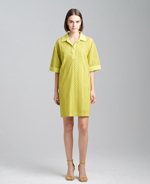 Women's Cotton Eyelet-Design Mini Shirtdress