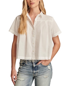 Women's Cotton Pleated Cropped Shirt