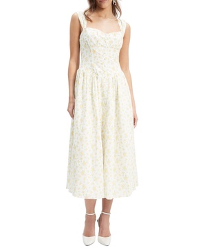 Women's Malea Floral-Print Lace-Trim A-Line Dress