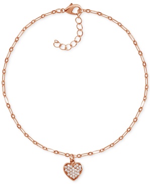 Crystal Heart Anklet in Rose Gold-Plate