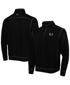 Men's Black Miami Hurricanes Sport Tobago Bay Tri-Blend Mock Neck Half-Zip Jacket