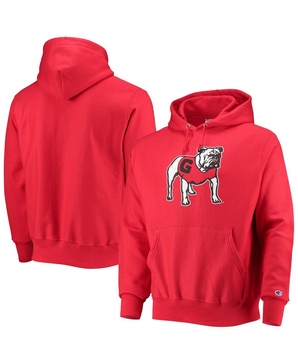 Men's Red Georgia Bulldogs Vault Logo Reverse Weave Pullover Hoodie